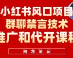 小红书风口项目日入300+，小红书群聊禁言技术代开项目，适合新手操作