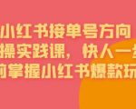 接单号方向·小红书微操实践课，快人一步，提前掌握小红书爆款玩法