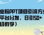 创业粉PPT项目引流方式，多平台分发，日引50+（保姆级教学）【揭秘】