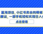 蓝海项目小红书卖合同模板无脑搬运一部手机日入500+（教程+4000份模板）【揭秘】