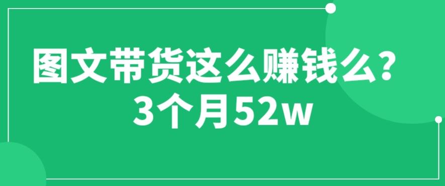 图文带货这么赚钱么? 3个月52W 图文带货运营加强课【揭秘】