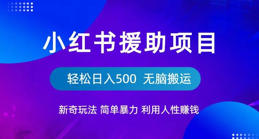 小红书援助项目新奇玩法，简单暴力，无脑搬运轻松日入500【揭秘】