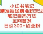 最新小红书笔记精准推送2000+精准粉，单日导流私欲最少300【脚本+教程】