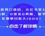 9月顶级风口项目，小红书卖公务员笔试资料，0成本0风险，新手小白实操单日收入1000+【揭秘】