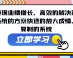 私域变现业绩增长，高效的解决问题，需要系统的方案快速的放大成绩，需要复制的系统