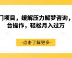 超冷门项目，缓解压力解梦咨询，多平台操作，轻松月入过万【揭秘】