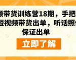 短视频带货训练营18期，手把手教你做短视频带货出单，听话照做，保证出单