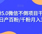 男粉5.0微信不倒项目干到老，日产百粉/千粉月入3W+【揭秘】