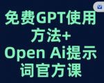 免费GPT+OPEN AI提示词官方课