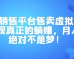 全自动销售平台售卖虚拟产品，助你实现真正的躺赚，月入3万＋绝对不是梦！【揭秘】