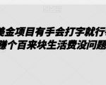 0撸美金项目有手会打字就行每天赚个百来块生活费没问题【揭秘】