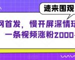 全网首发，慢开屏深情玩法，一条视频涨粉2000+【揭秘】