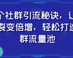 11个社群引流秘诀，让用户裂变倍增，轻松打造社群流量池