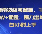 抖音带货蓝海赛道，千粉账号2W+佣金，暴力出单，小白1小时上手【揭秘】