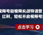 视频号短视频实战特训营，踩准风口红利，轻松开启视频号爆单之路