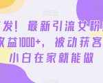 全网首发！最新引流女粉技术，单日收益1000+，被动获客100+，小白在家就能做【揭秘】