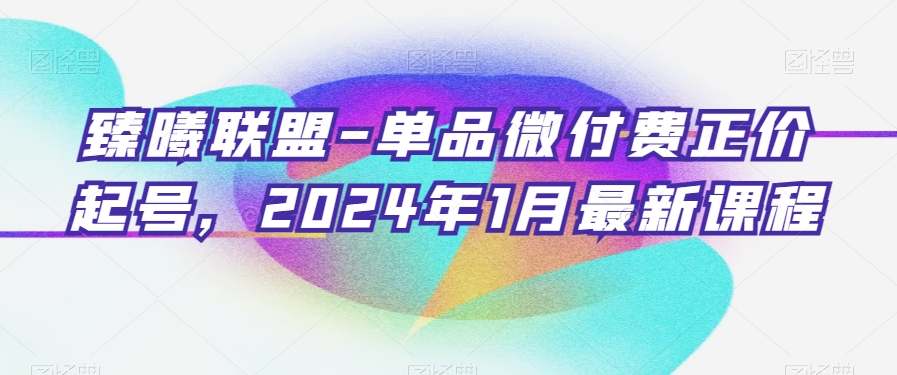 臻曦联盟-单品微付费正价起号，2024年1月最新课程