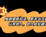 短剧最新玩法，新手当天就可以有收入，收入轻松破万【揭秘】