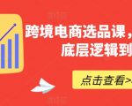 跨境电商选品课，从选品到底层逻辑到实战