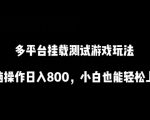 多平台挂载测试游戏玩法，无脑操作日入800，小白也能轻松上手【揭秘】