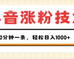 抖音涨粉技术，1个视频涨500粉，10分钟一个，3种变现方式，轻松日入1K+【揭秘】