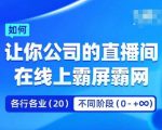 企业矩阵直播霸屏实操课，让你公司的直播间在线上霸屏霸网